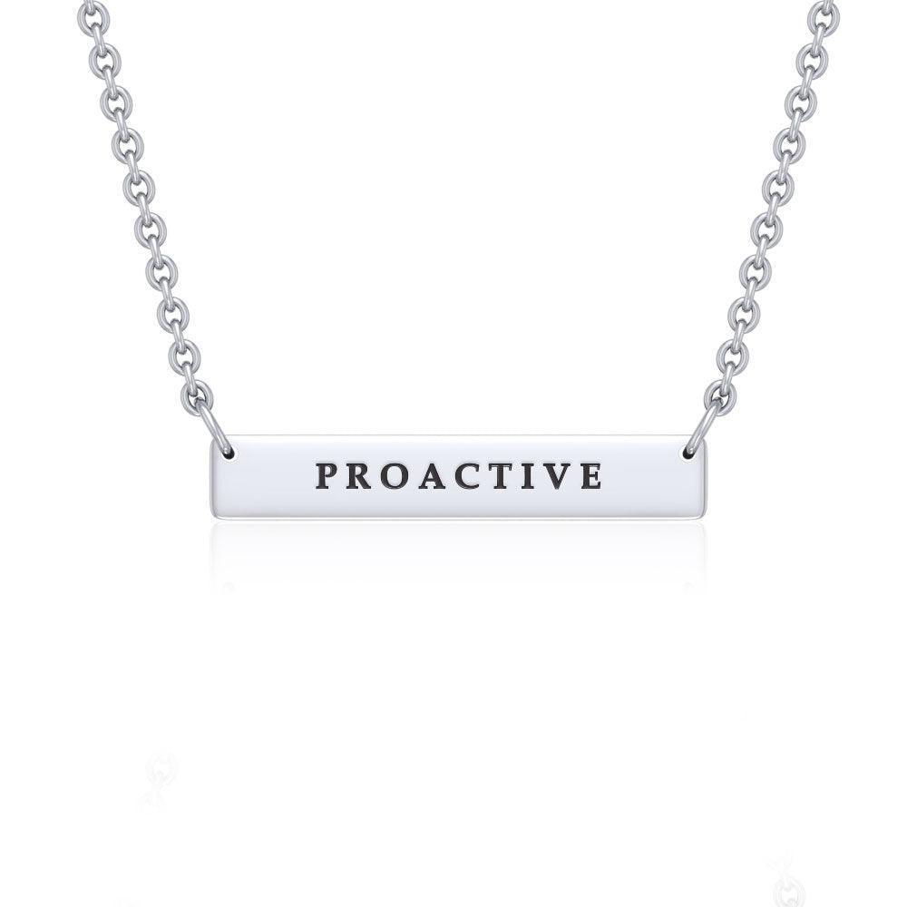 Small Straight Bar Empower Word Silver Necklace TNC430P