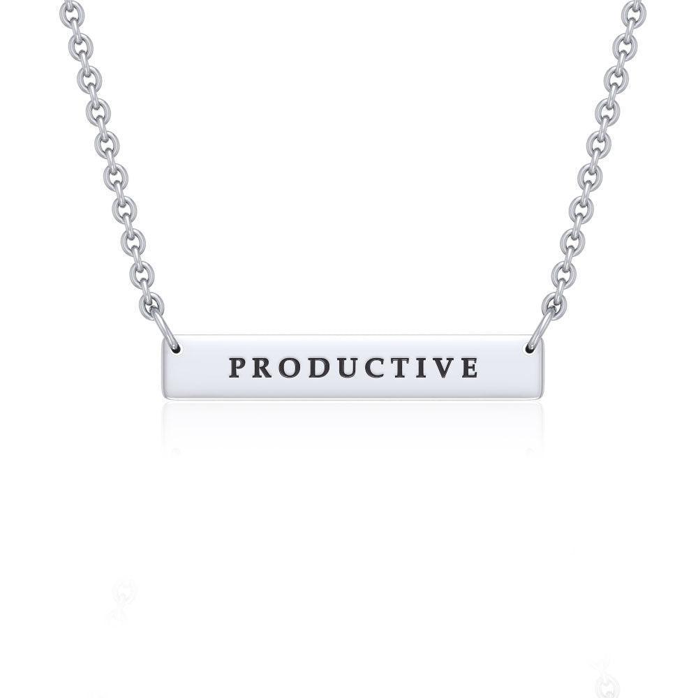 Small Straight Bar Empower Word Silver Necklace TNC430P