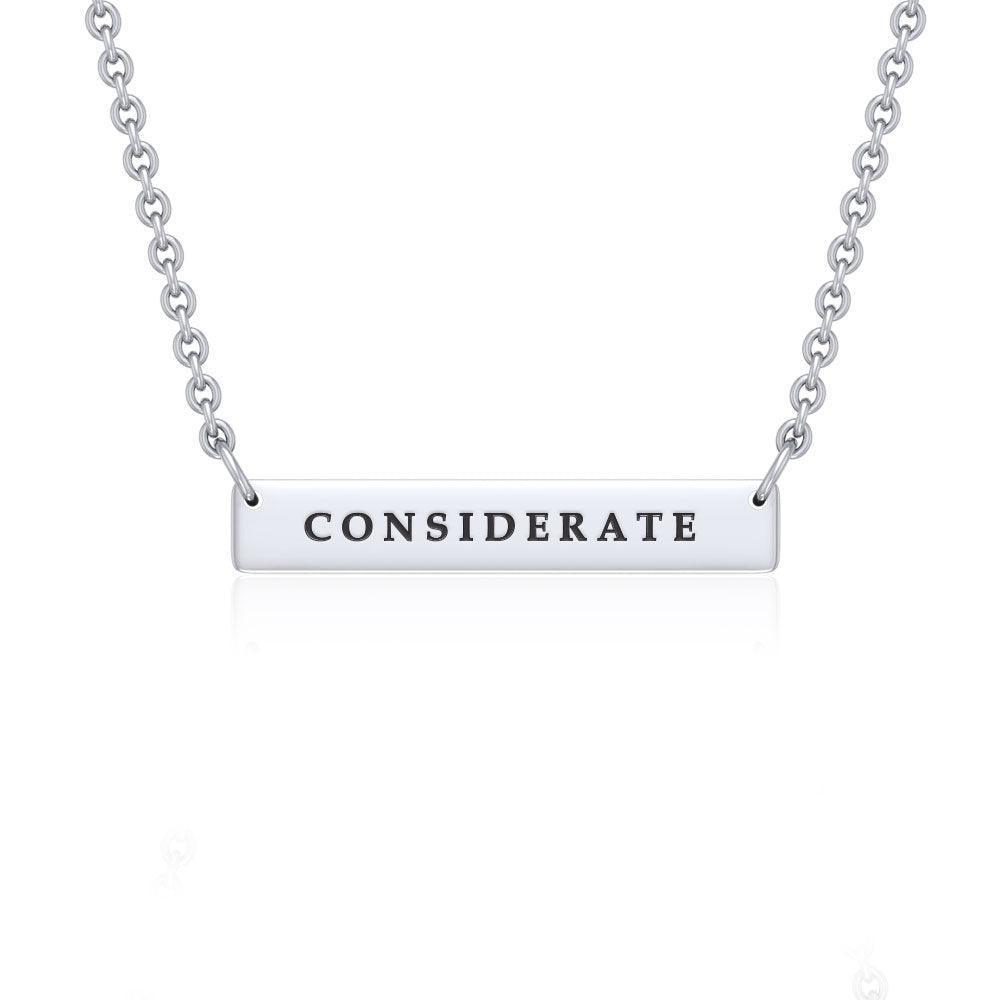 Small Straight Bar Empower Word Silver Necklace TNC430P