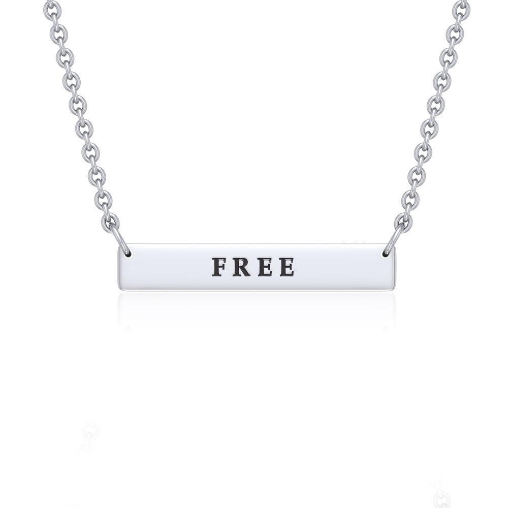 Small Straight Bar Empower Word Silver Necklace TNC430P