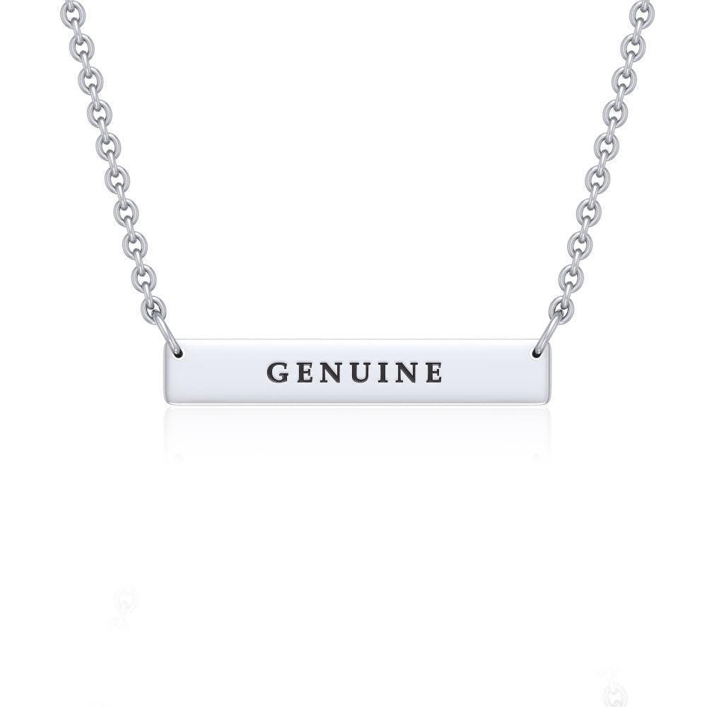 Small Straight Bar Empower Word Silver Necklace TNC430P
