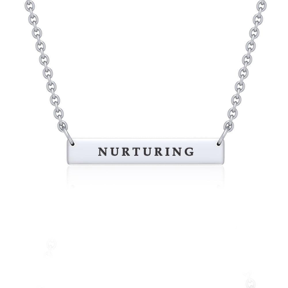 Small Straight Bar Empower Word Silver Necklace TNC430P