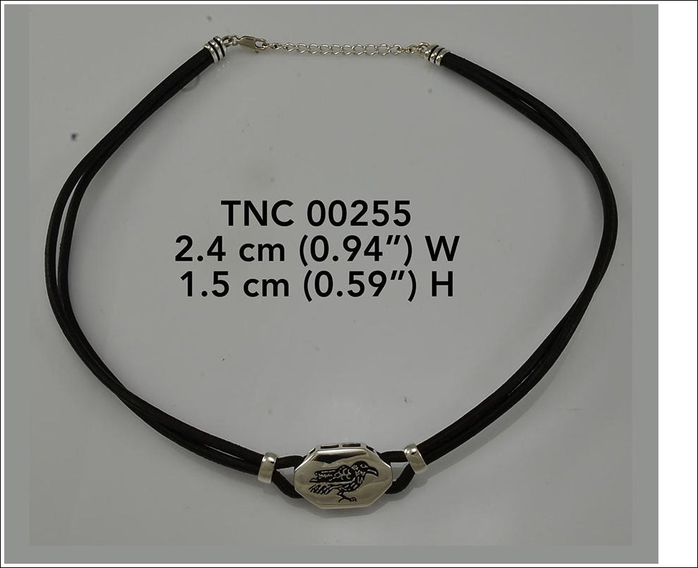 Listen to the silent myth of the Sterling Silver raven Leather Cord Necklace TNC255