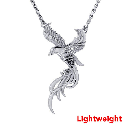 Lightweight Alighting breakthrough of the Mythical Phoenix Sterling Silver Necklace with Gemstones TNC578