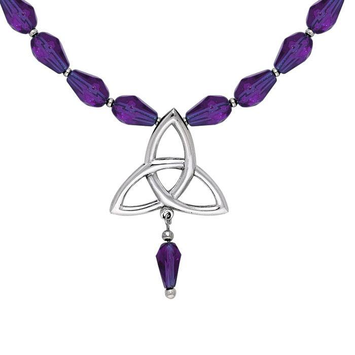 Reach through the eternity ~ Celtic Triquetra Sterling Silver Necklace Jewelry with Gemstone centerpiece TNC037