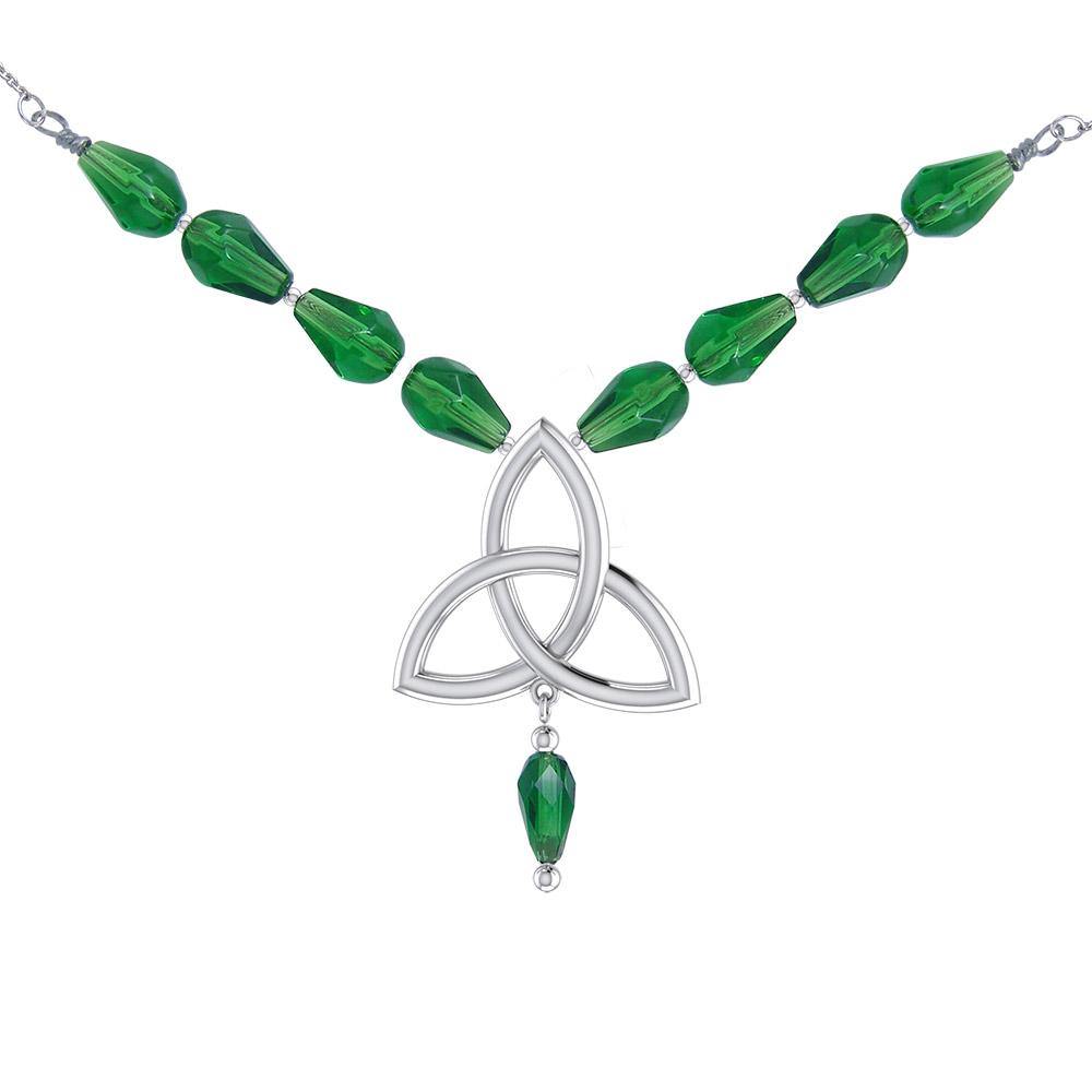 Reach through the eternity ~ Celtic Triquetra Sterling Silver Necklace Jewelry with Gemstone centerpiece TNC037