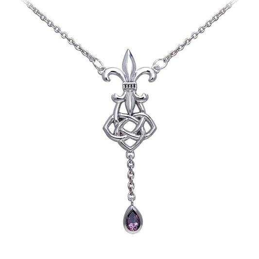 Celtic Knotwork Silver Fleur De Lis Necklace TNC045