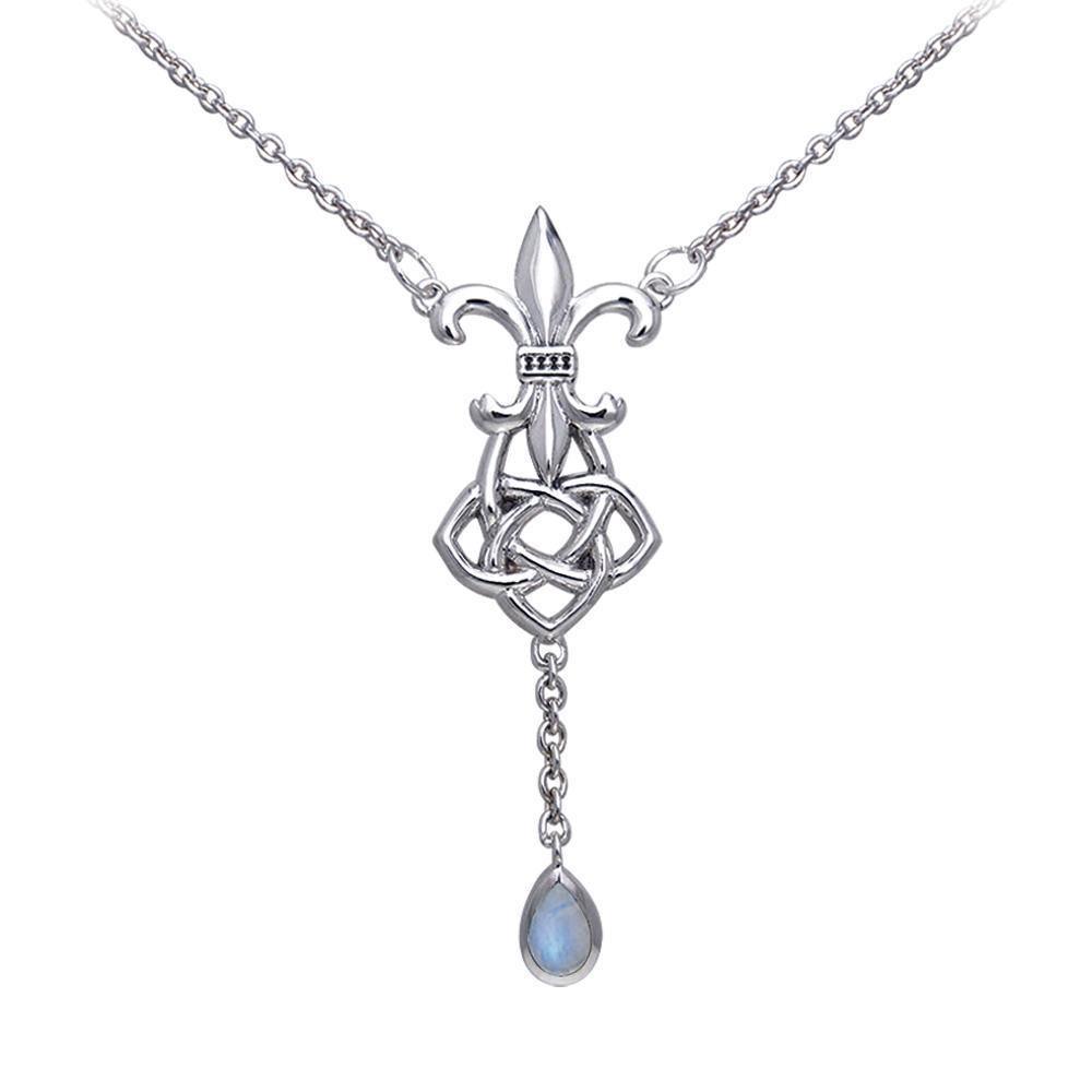 Celtic Knotwork Fleur De Lis Sterling Silver Necklace TNC045
