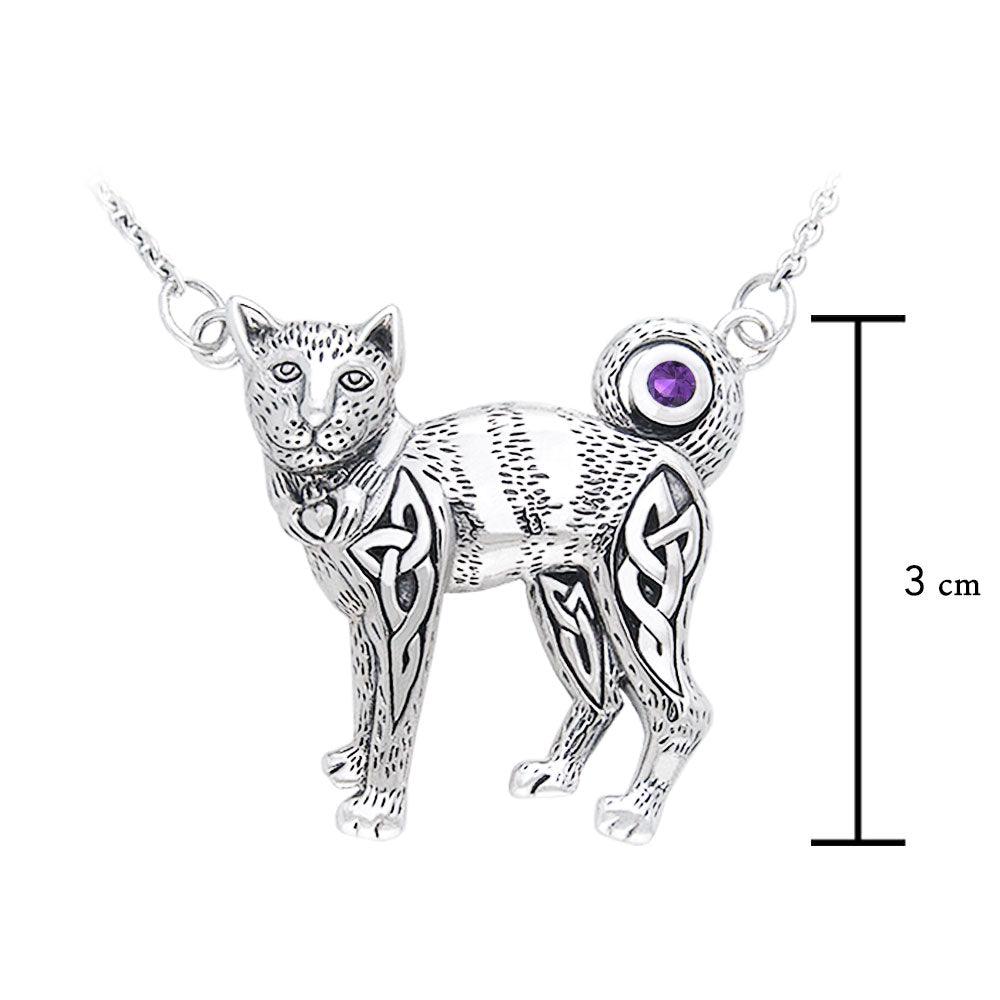 Celtic Cat Sterling Silver Necklace TNC047