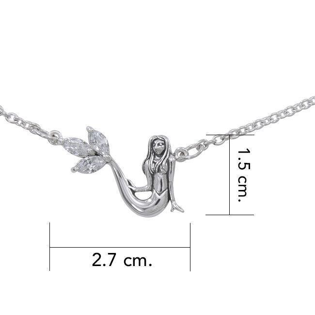 Mermaid Silver Necklace with Gemstone TNC343