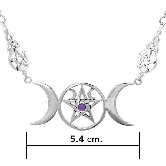 Triple Moon Goddess Pentagram Necklace TNC417P