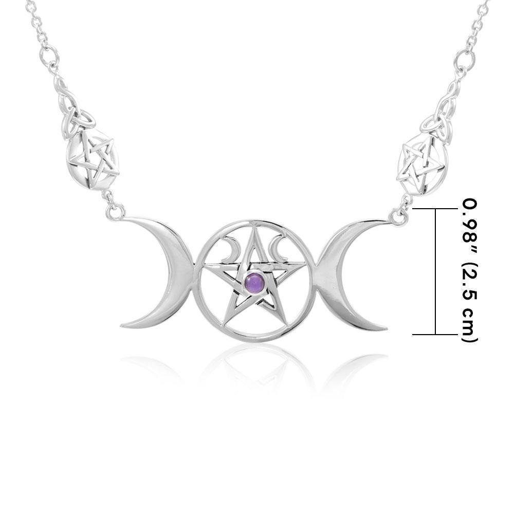 Triple Moon Goddess Pentagram Necklace TNC417P