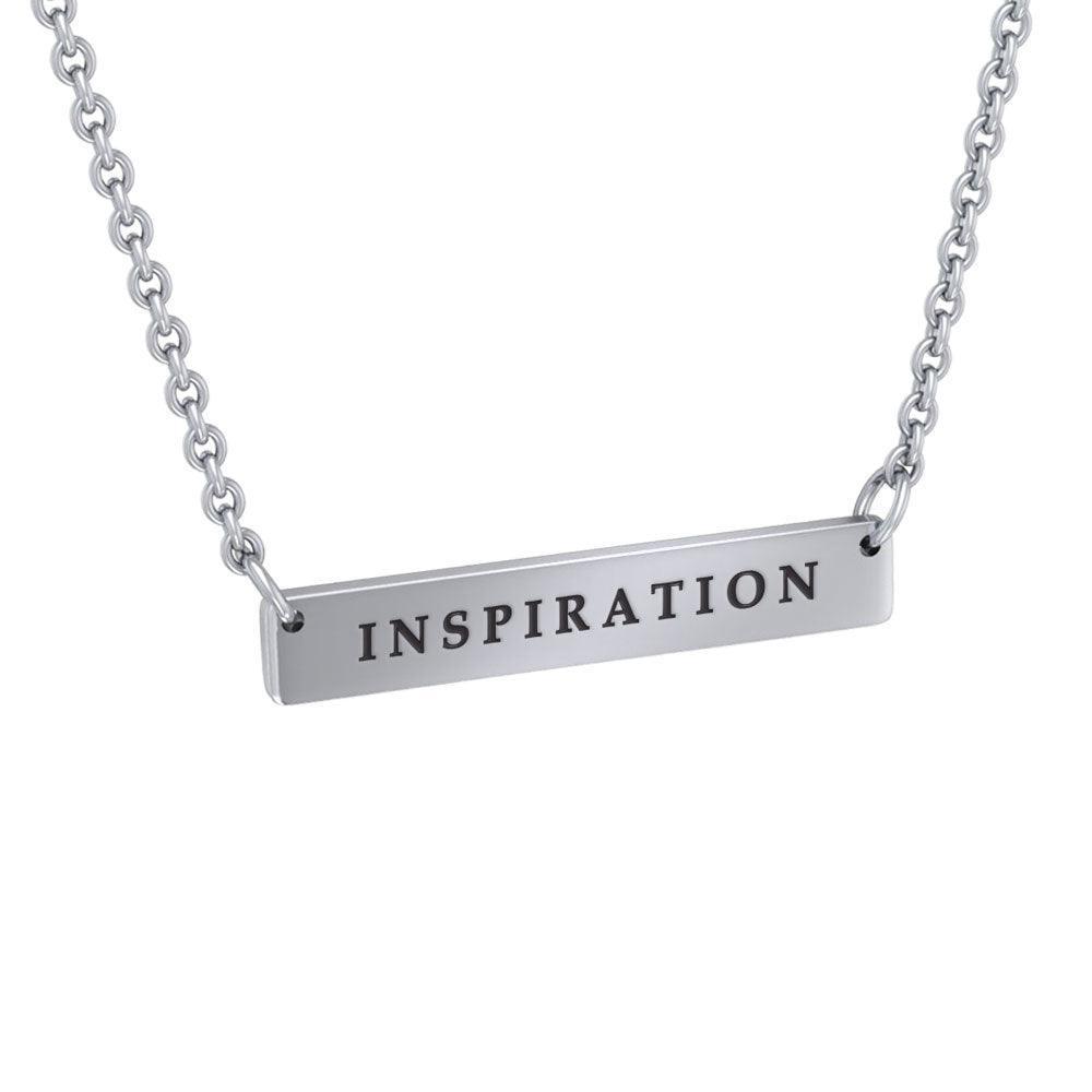 Small Straight Bar Empower Word Silver Necklace TNC430P