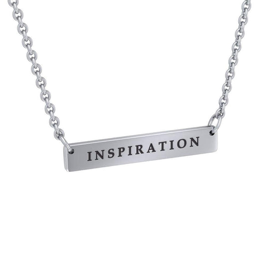 Small Straight Bar Empower Word Silver Necklace TNC430P