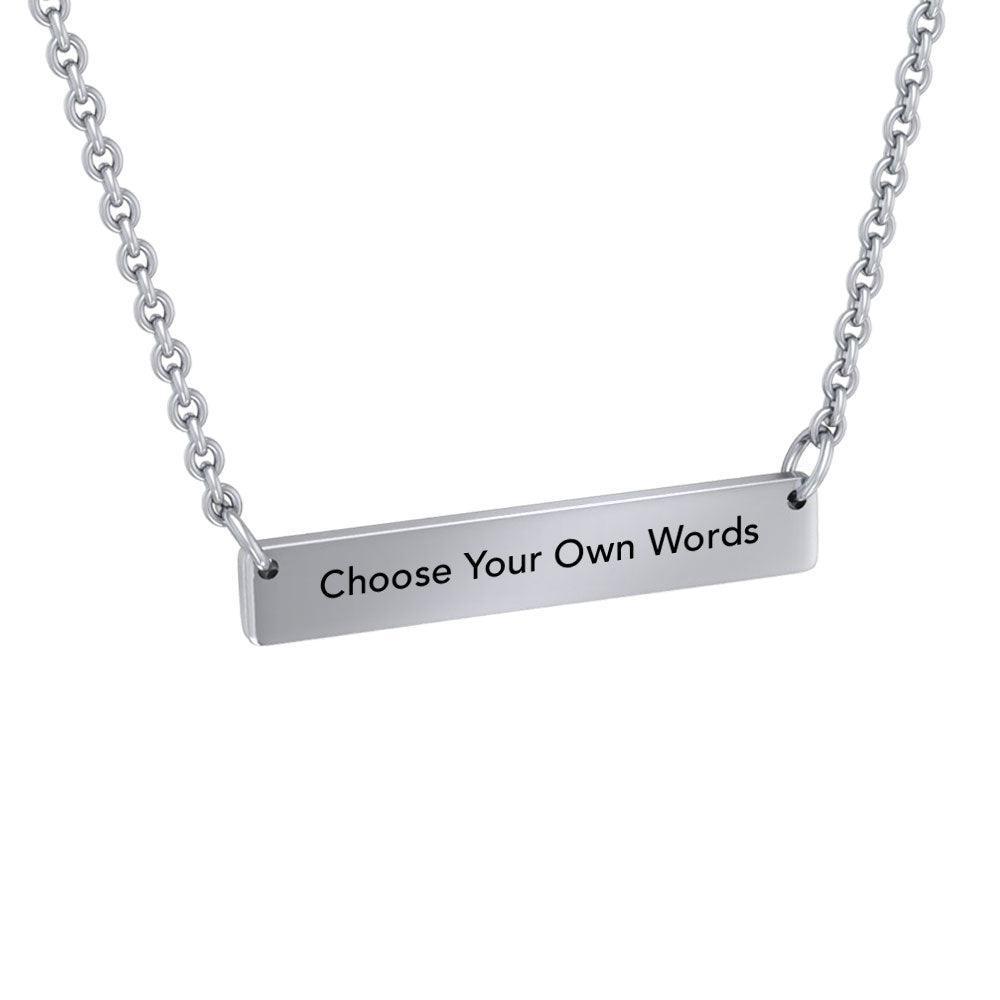 Small Straight Bar Empower Word Silver Necklace TNC430P