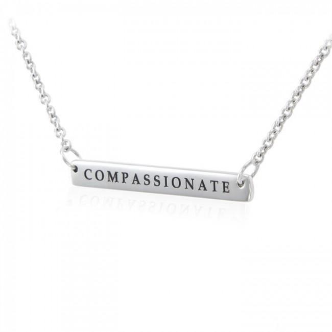 Small Straight Bar Empower Word Silver Necklace TNC430P
