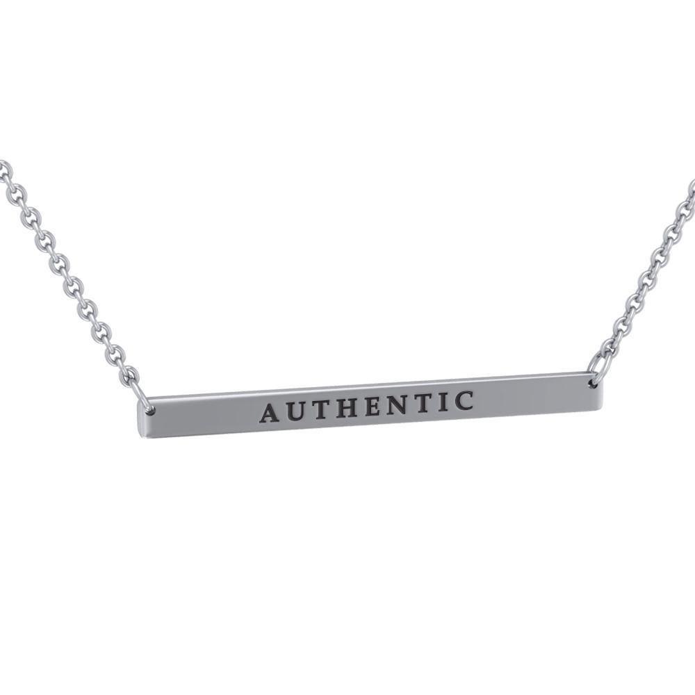 Silver Large Straight Bar Necklace Words That Matter TNC432P
