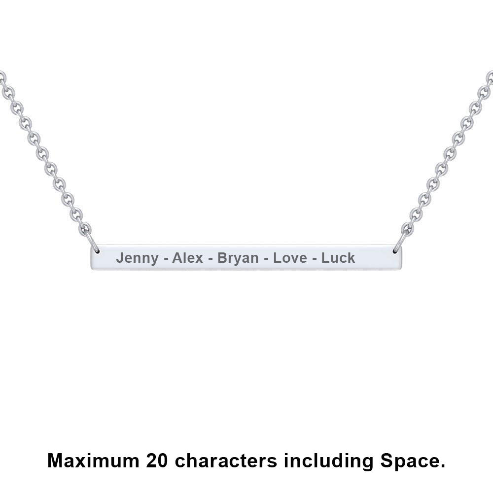 Silver Large Straight Bar Necklace Custom Words TNC432PC