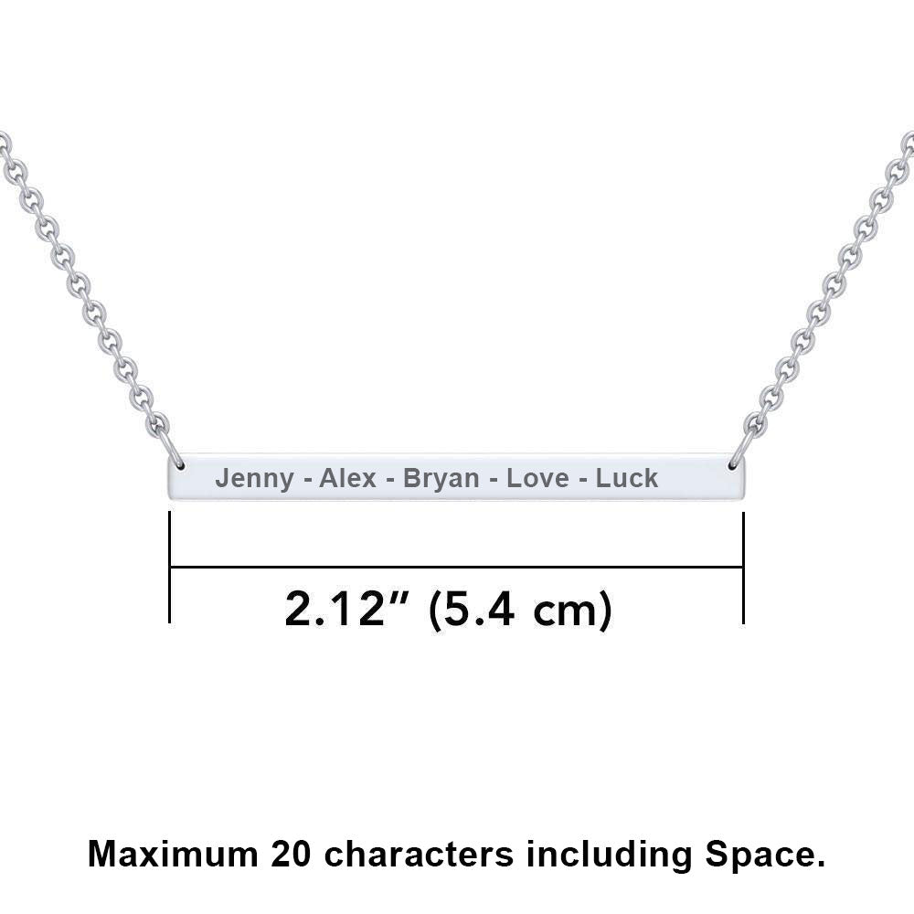 Silver Large Straight Bar Necklace Custom Words TNC432PC