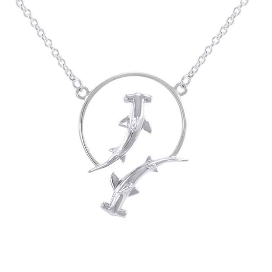 Quadruple Hammerhead Shark Sterling Silver Necklace TNC438P