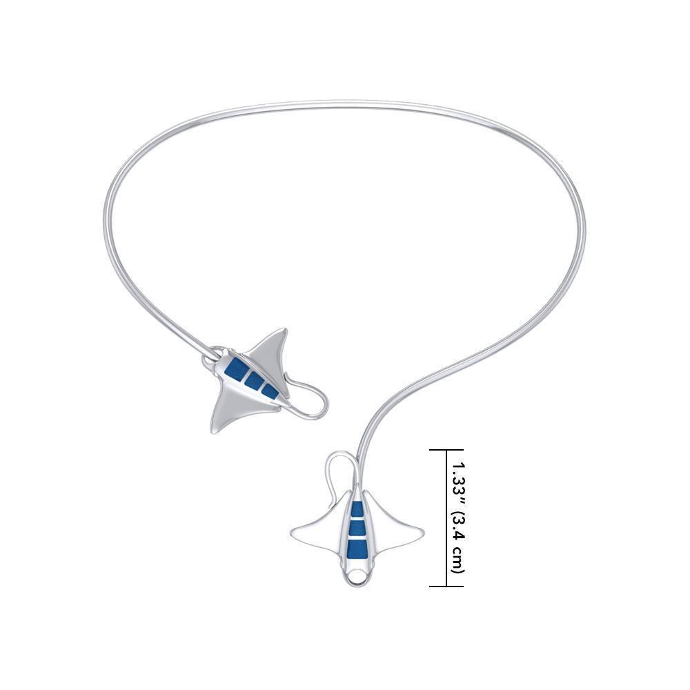 A worthwhile quest Silver with inlaid Manta Ray Wire Necklace TNC471