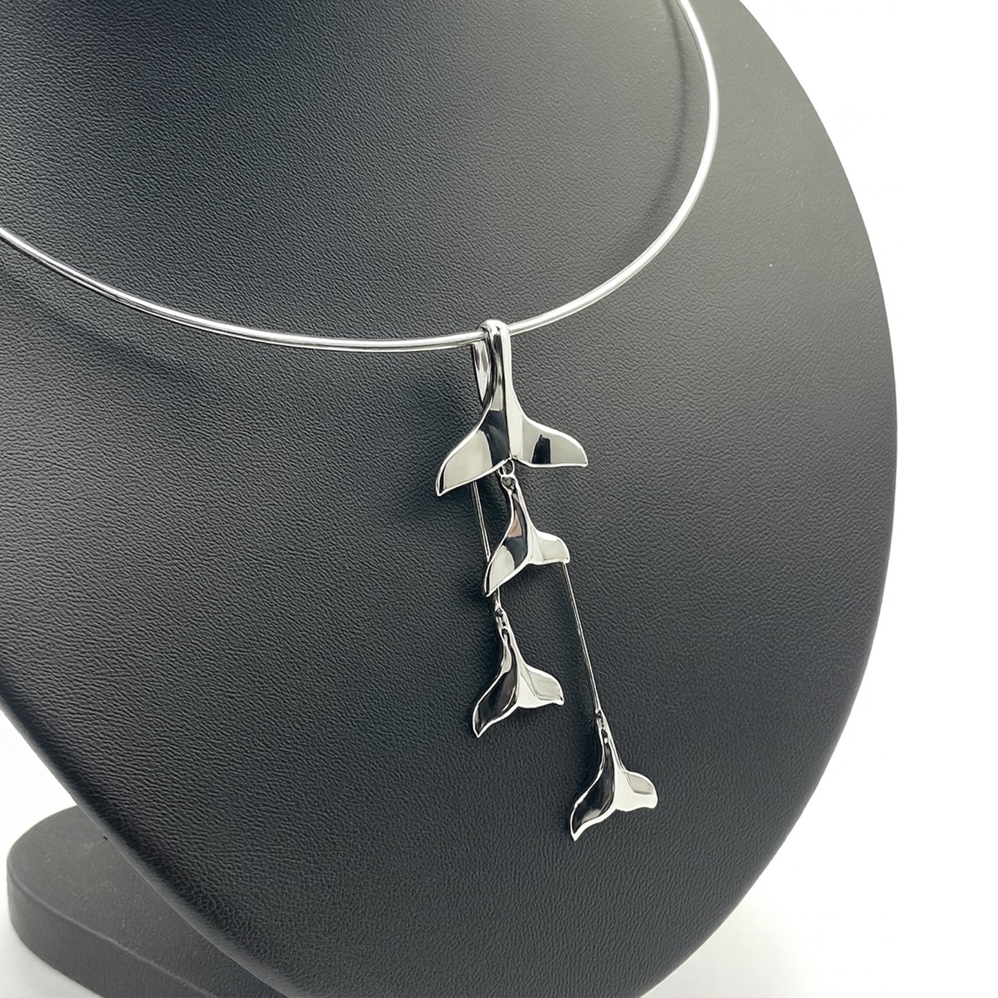 Dangling Silver Whale Tails Fashion Necklace TNC480