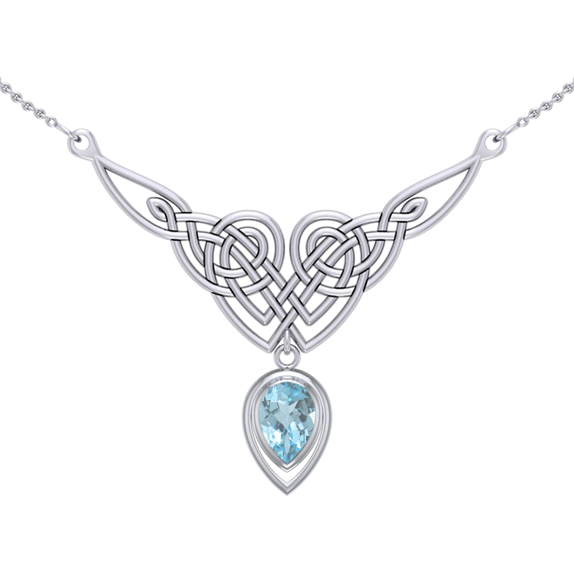 Celtic Knotwork Sterling Silver Necklace with Large Gemstone TNC573