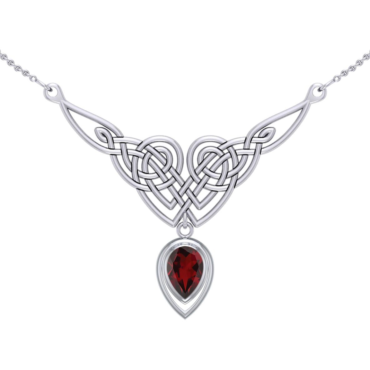 Celtic Knotwork Sterling Silver Necklace with Large Gemstone TNC573