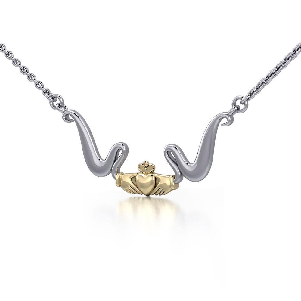 Modern Celtic Claddagh Necklace TNV057** metal is a variation