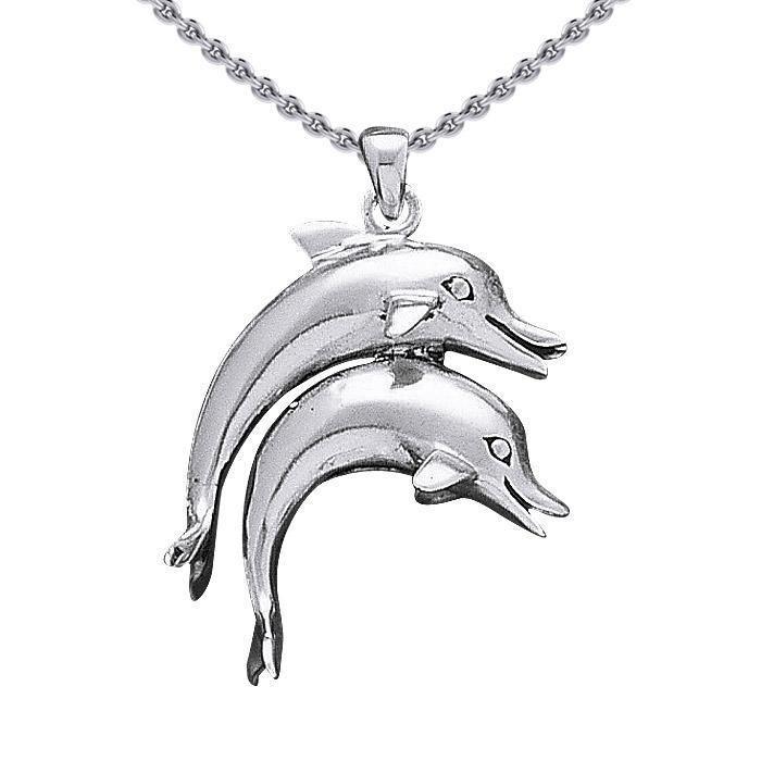 Double Dolphins Silver Pendant TP1003
