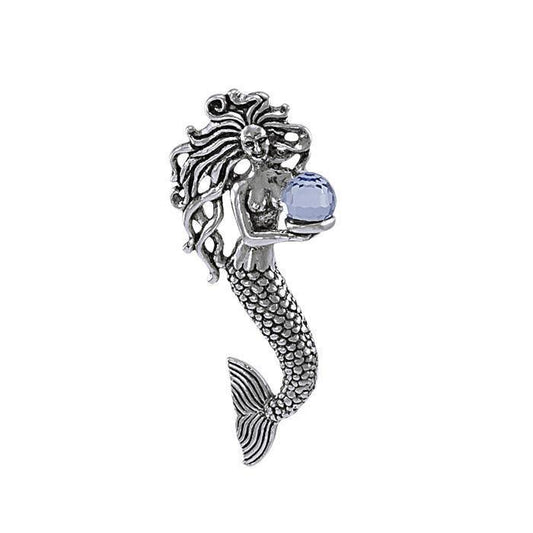 Charmed by the Mythical Mermaid ~ Sterling Silver Treasure Pendant with Crystal TP1025