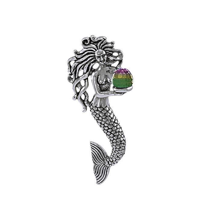 Charmed by the Mythical Mermaid ~ Sterling Silver Treasure Pendant with Crystal TP1025