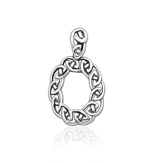 Celtic Knotwork Silver Oval Pendant TP1037