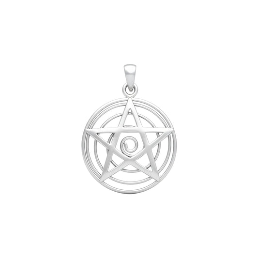 Spiral Pentacle Sterling Silver Pendant TP1044