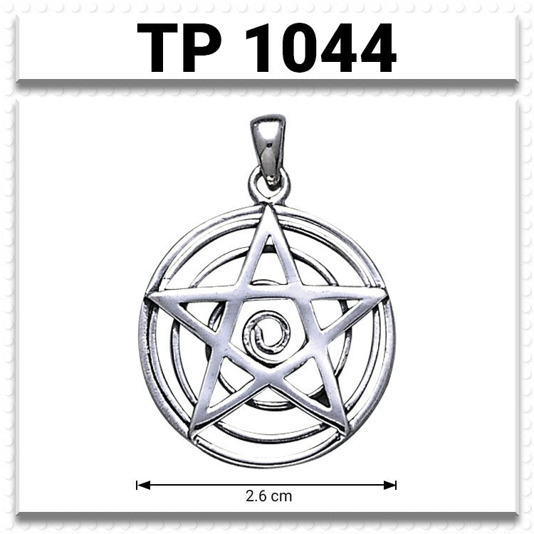 Spiral Pentacle Sterling Silver Pendant TP1044