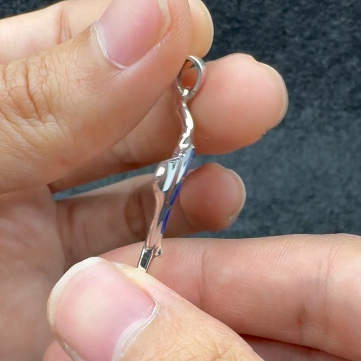 Manta Ray Sterling Silver Pendant with Rectangle Inlaid TP1070