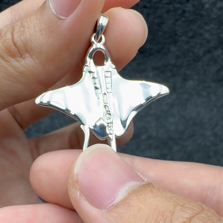 Manta Ray Sterling Silver Pendant with Rectangle Inlaid TP1070