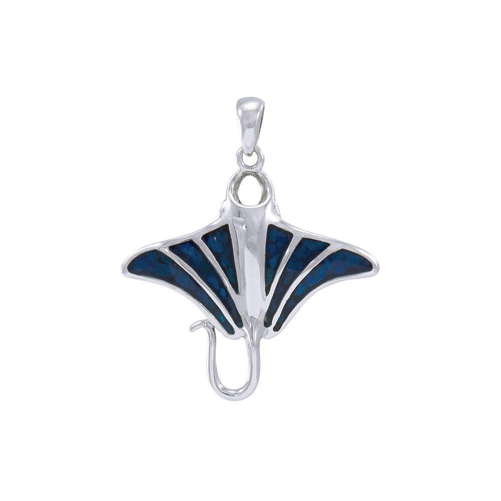 Manta Ray Silver Pendant with Inlay TP1077