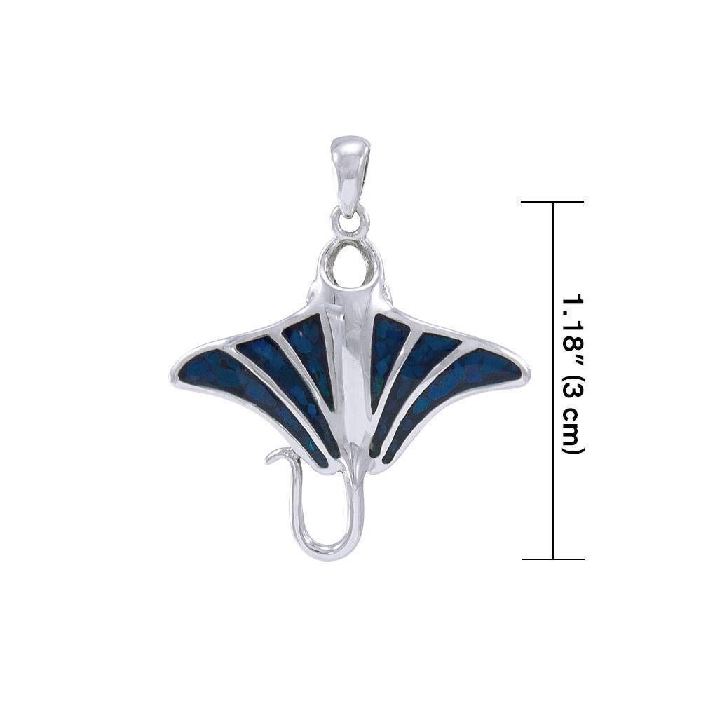 Manta Ray Silver Pendant with Inlay TP1077