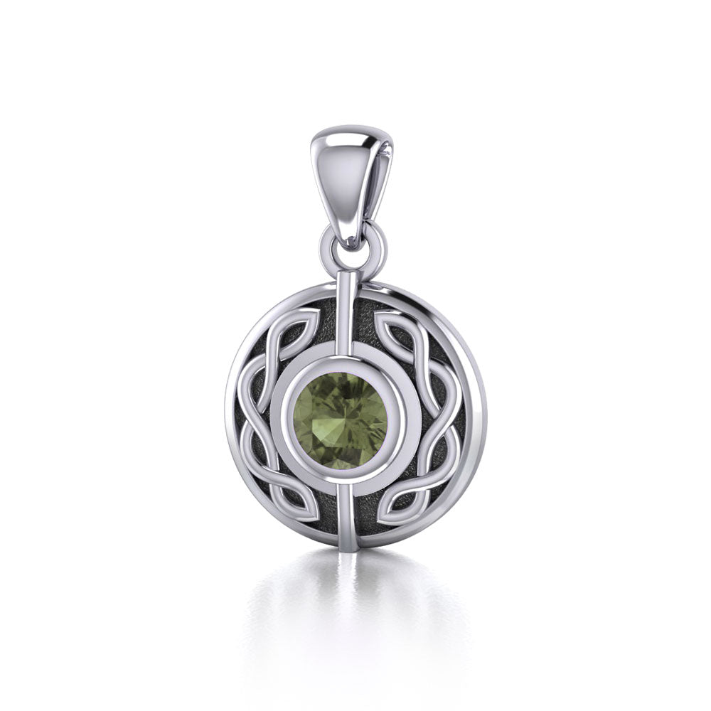 Lightweight Celtic Knotwork Sterling Silver Pendant with Gemstone TPD6617