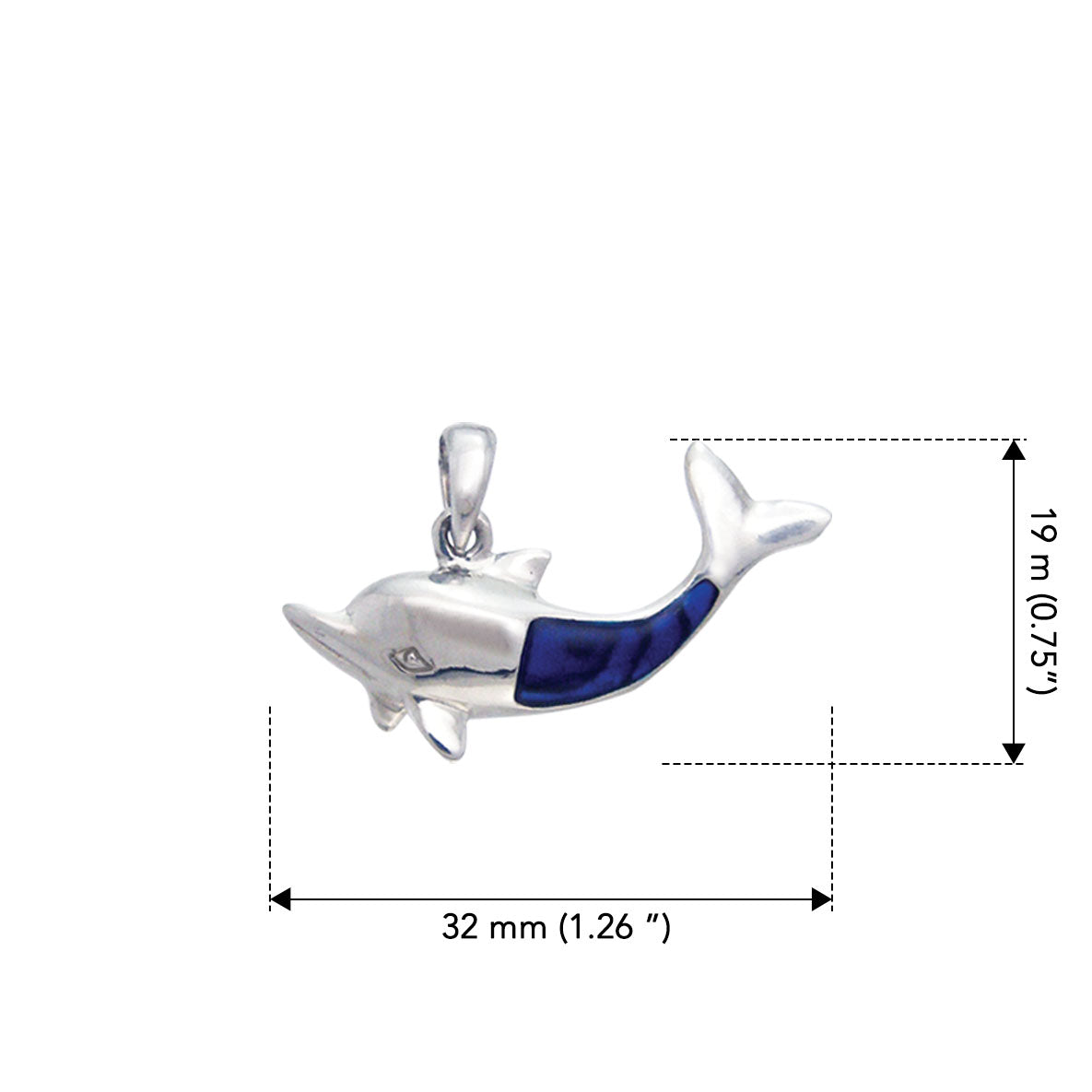 Friendly Dolphin Sterling Silver Pendant with Paua TP136
