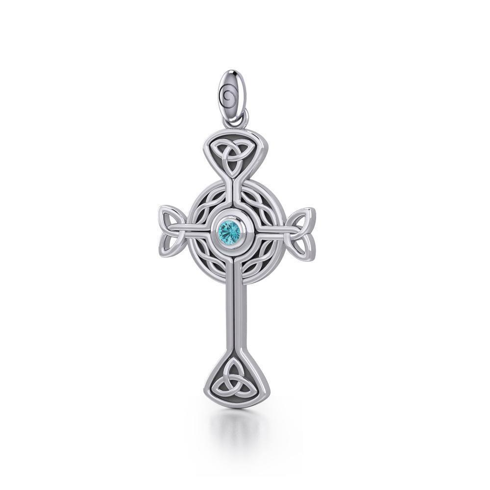Spiritual and divine focus ~ Sterling Silver Jewelry Modern Celtic Cross Pendant TP1370