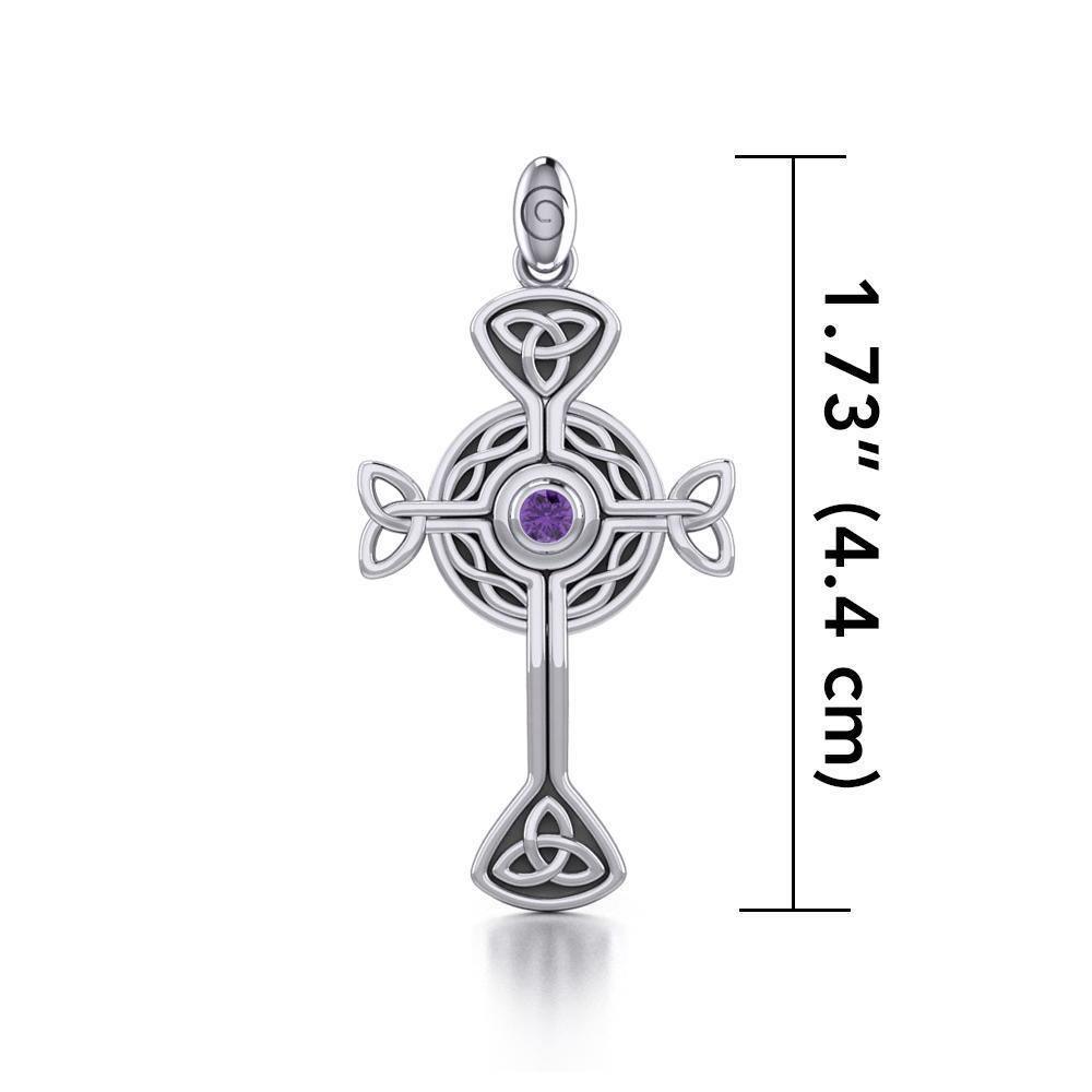 Spiritual and divine focus ~ Sterling Silver Jewelry Modern Celtic Cross Pendant TP1370