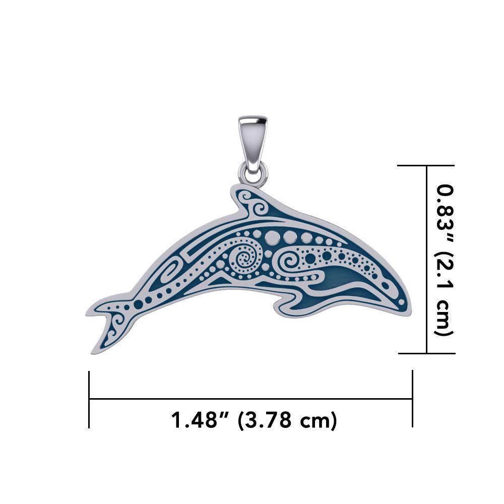 In the Dolphin’s world of kind and calm ~ Aboriginal Sterling Silver Pendant TP1374