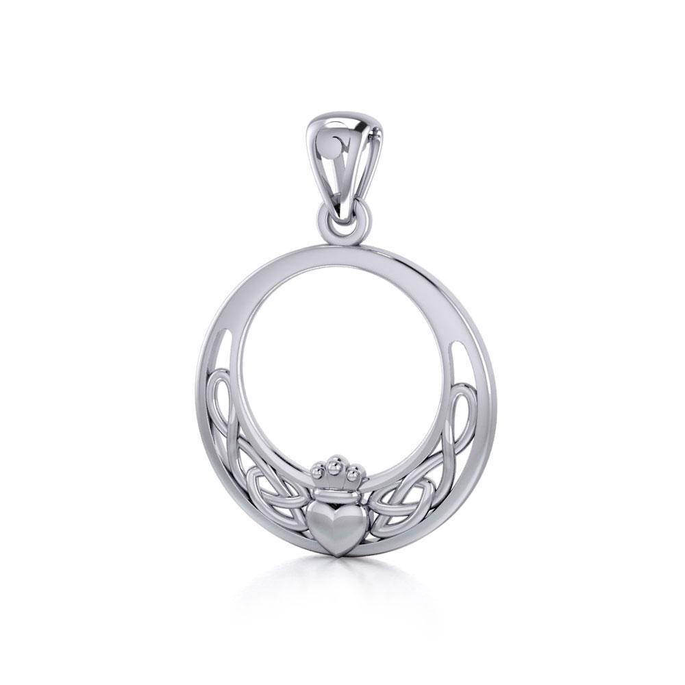 Celtic Claddagh & Celtic Knotwork Silver Pendant TPD5749
