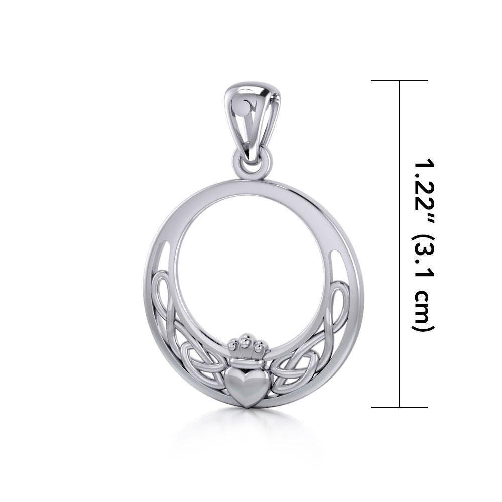 Celtic Claddagh & Celtic Knotwork Silver Pendant TPD5749