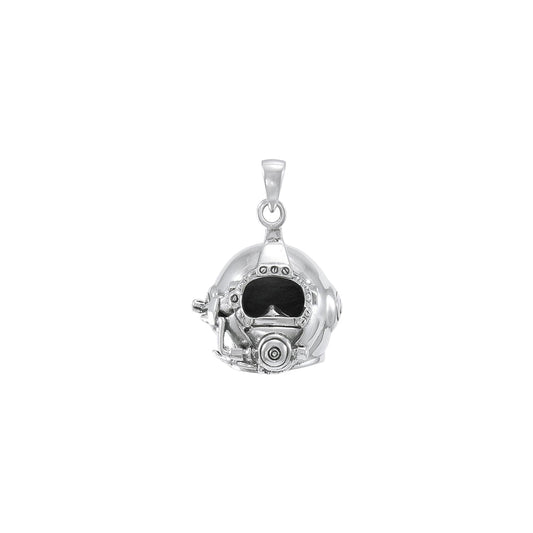 3 Dimensional Diving Helmet Sterling Silver Pendant TP1510*