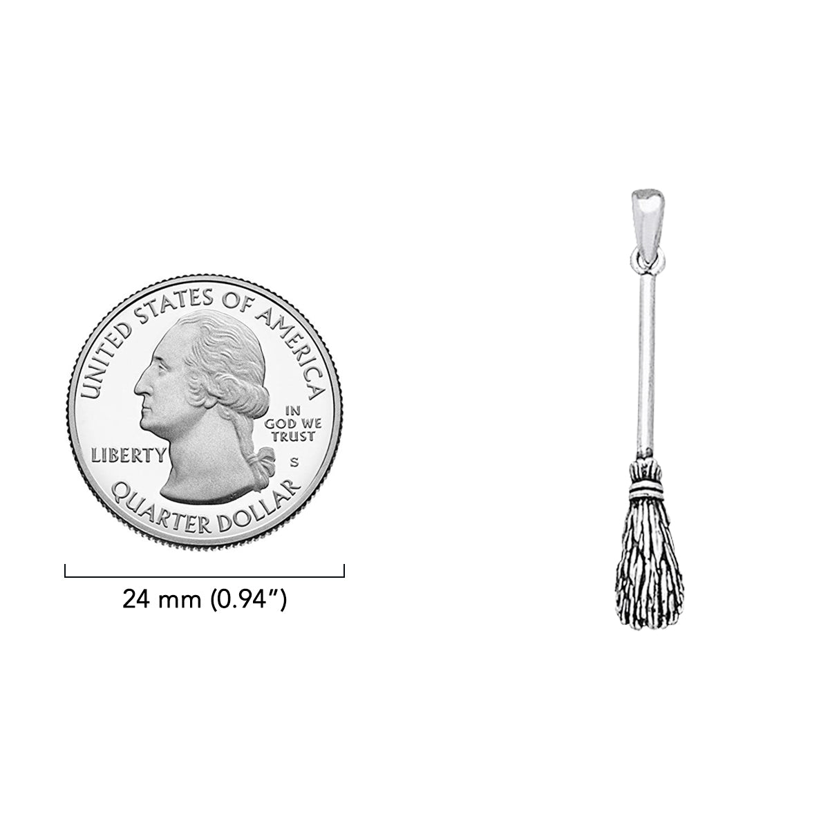 A Classic Wiccan symbol Sterling Silver Broomstick Pendant TP1523*