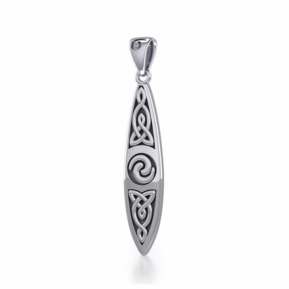 The traditional art of the sea ~ Sterling Silver Celtic Knotwork Surfboard Pendant Jewelry TP1532