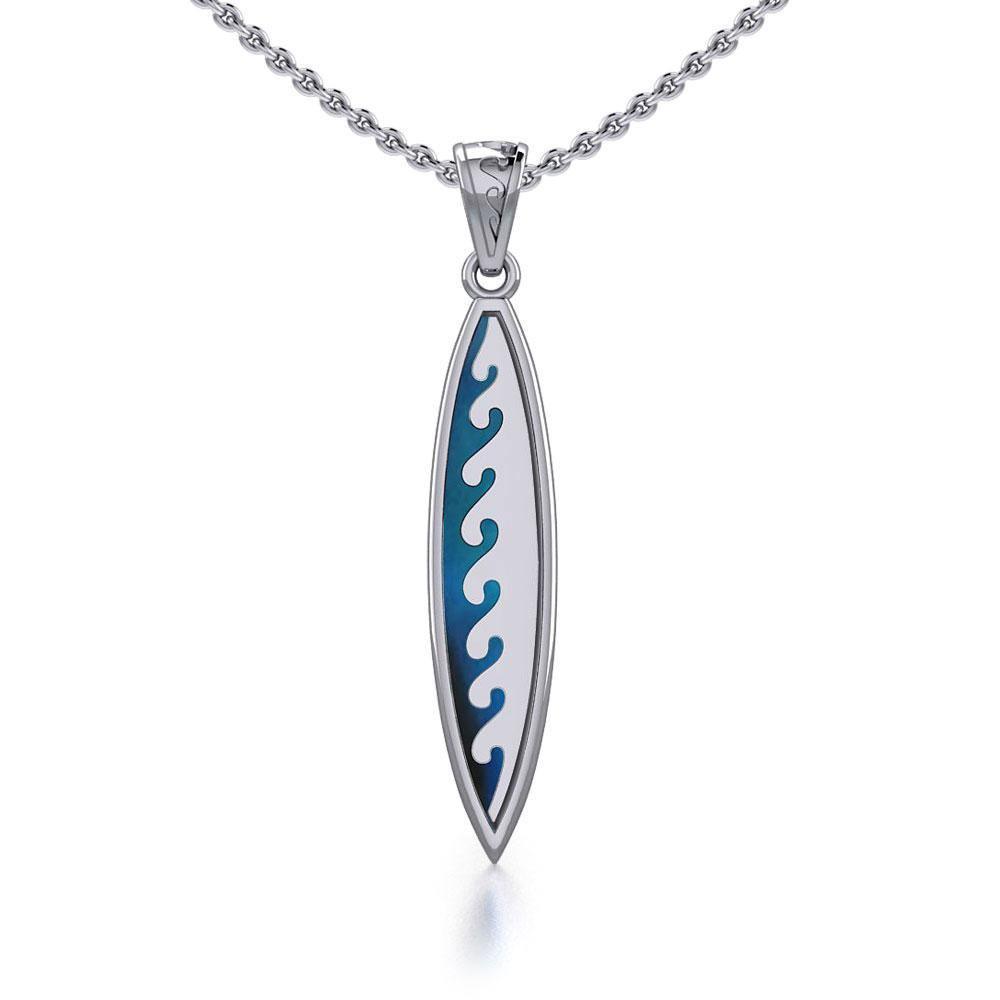 Waves Surfboard Silver Pendant TP1533